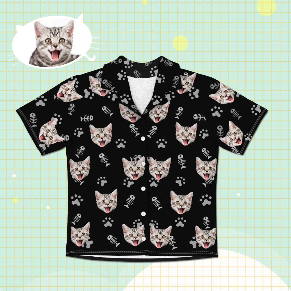 Personalisierte Katzen Gesicht Kurzarm Pyjamas Custom Katzen Foto Pyjamas Katzen Pyjamas