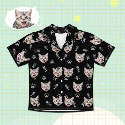 Personalisierte Katzen Gesicht Kurzarm Pyjamas Custom Katzen Foto Pyjamas Katzen Pyjamas