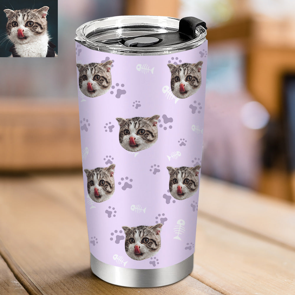 Personalisierte Katzenfoto Tumbler Tasse Reisebecher mit Katzen Hunde Bilder