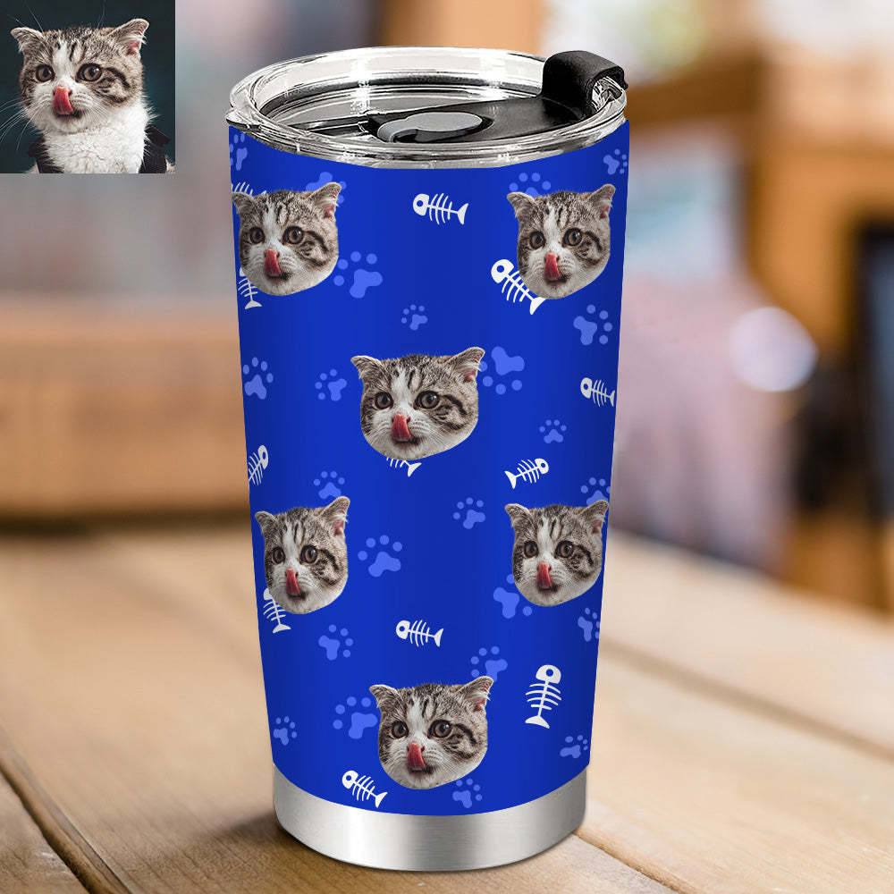 Personalisierter 0,6L Haustiergesicht Becher Individueller Hund Katze Foto Kaffeebecher Personalisierter 20oz Schlanker Edelstahlbecher