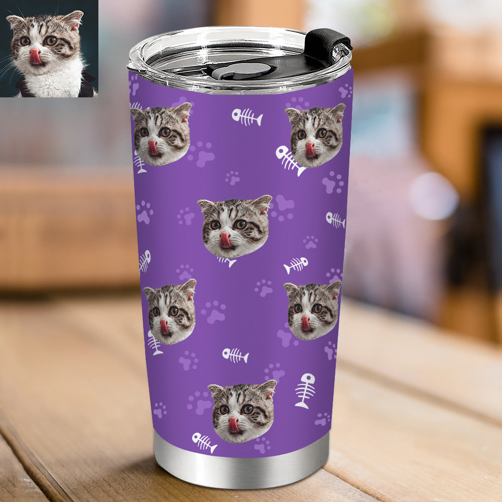 Personalisierter 0,6L Haustiergesicht Becher Individueller Hund Katze Foto Kaffeebecher Personalisierter 20oz Schlanker Edelstahlbecher