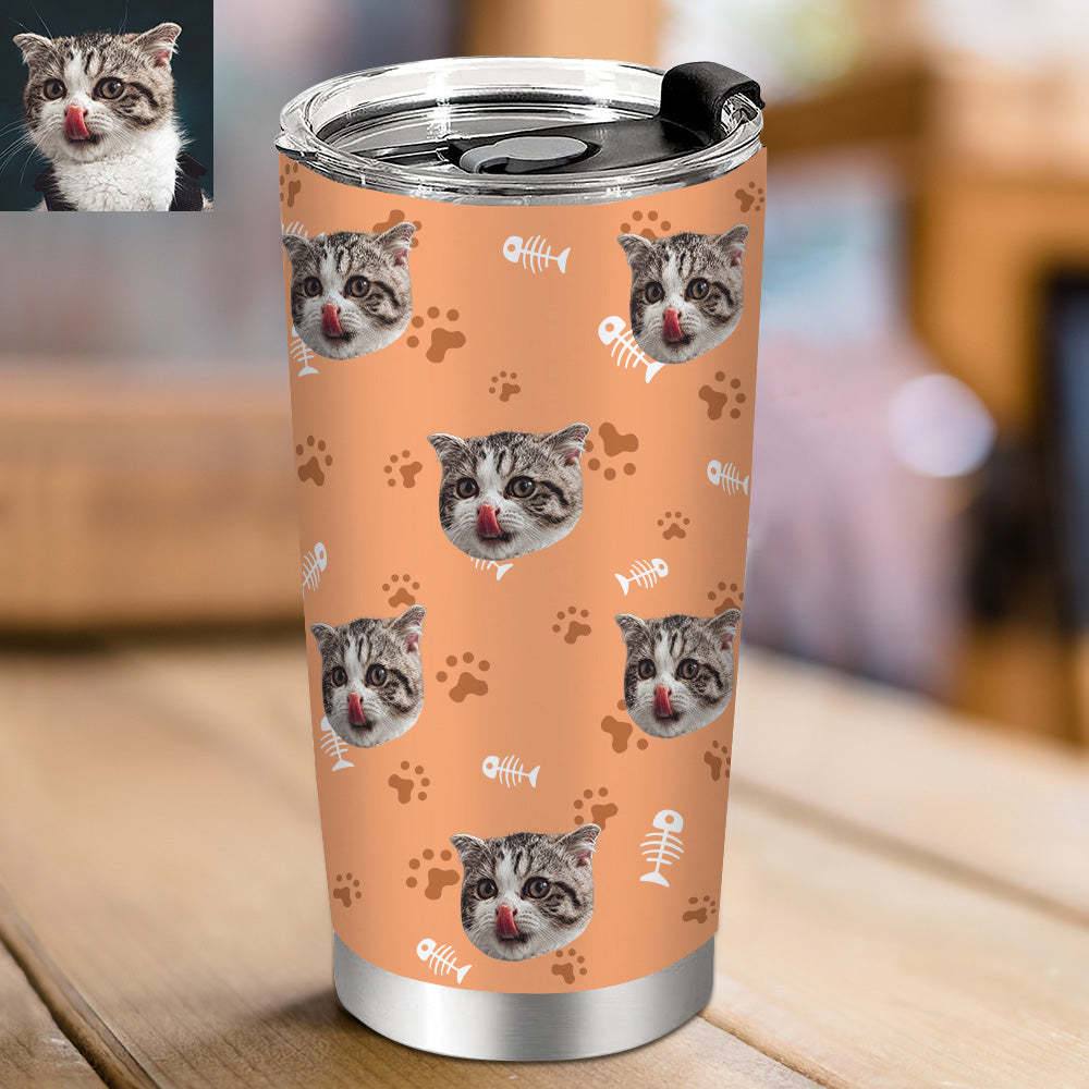 Personalisierter 0,6L Haustiergesicht Becher Individueller Hund Katze Foto Kaffeebecher Personalisierter 20oz Schlanker Edelstahlbecher
