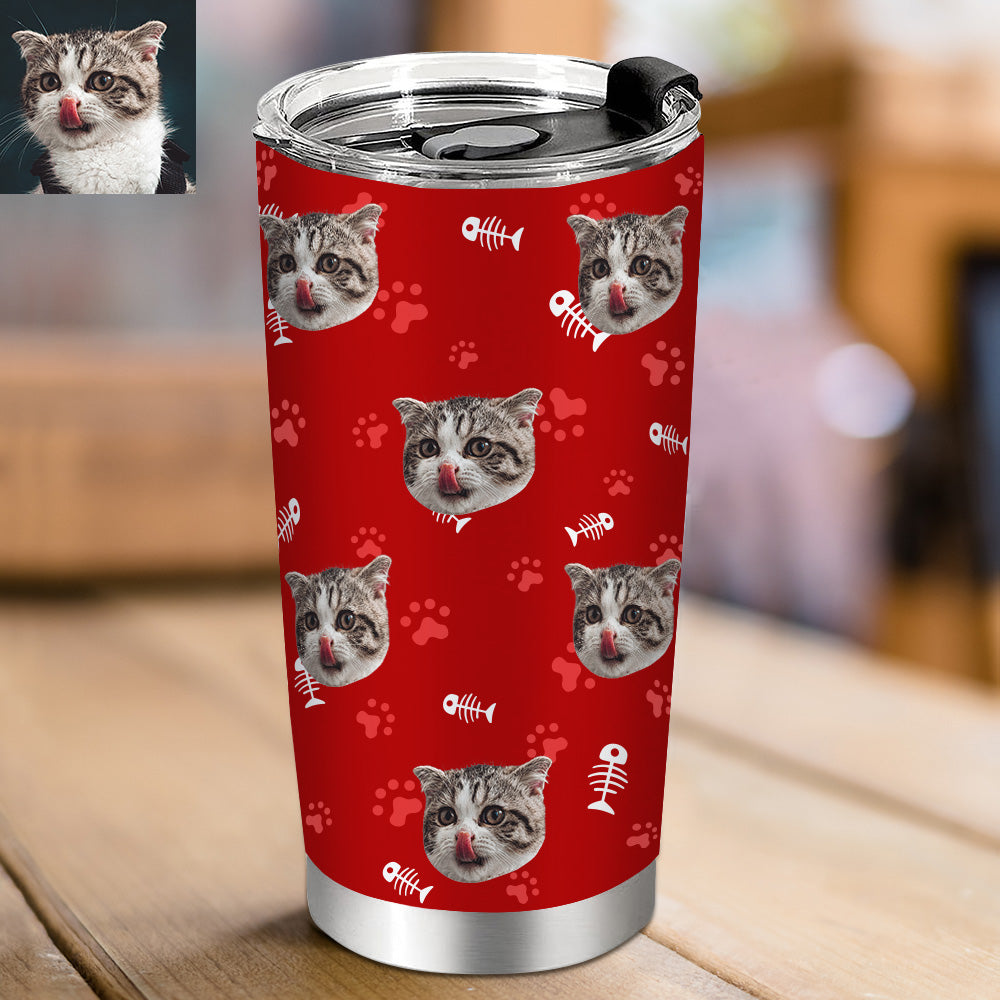 Personalisierter 0,6L Haustiergesicht Becher Individueller Hund Katze Foto Kaffeebecher Personalisierter 20oz Schlanker Edelstahlbecher
