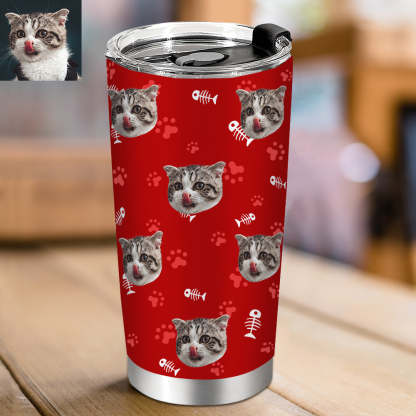 Personalisierter 0,6L Haustiergesicht Becher Individueller Hund Katze Foto Kaffeebecher Personalisierter 20oz Schlanker Edelstahlbecher