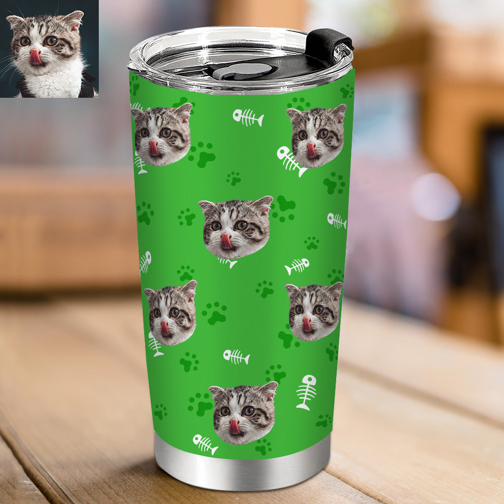 Personalisierter 0,6L Haustiergesicht Becher Individueller Hund Katze Foto Kaffeebecher Personalisierter 20oz Schlanker Edelstahlbecher