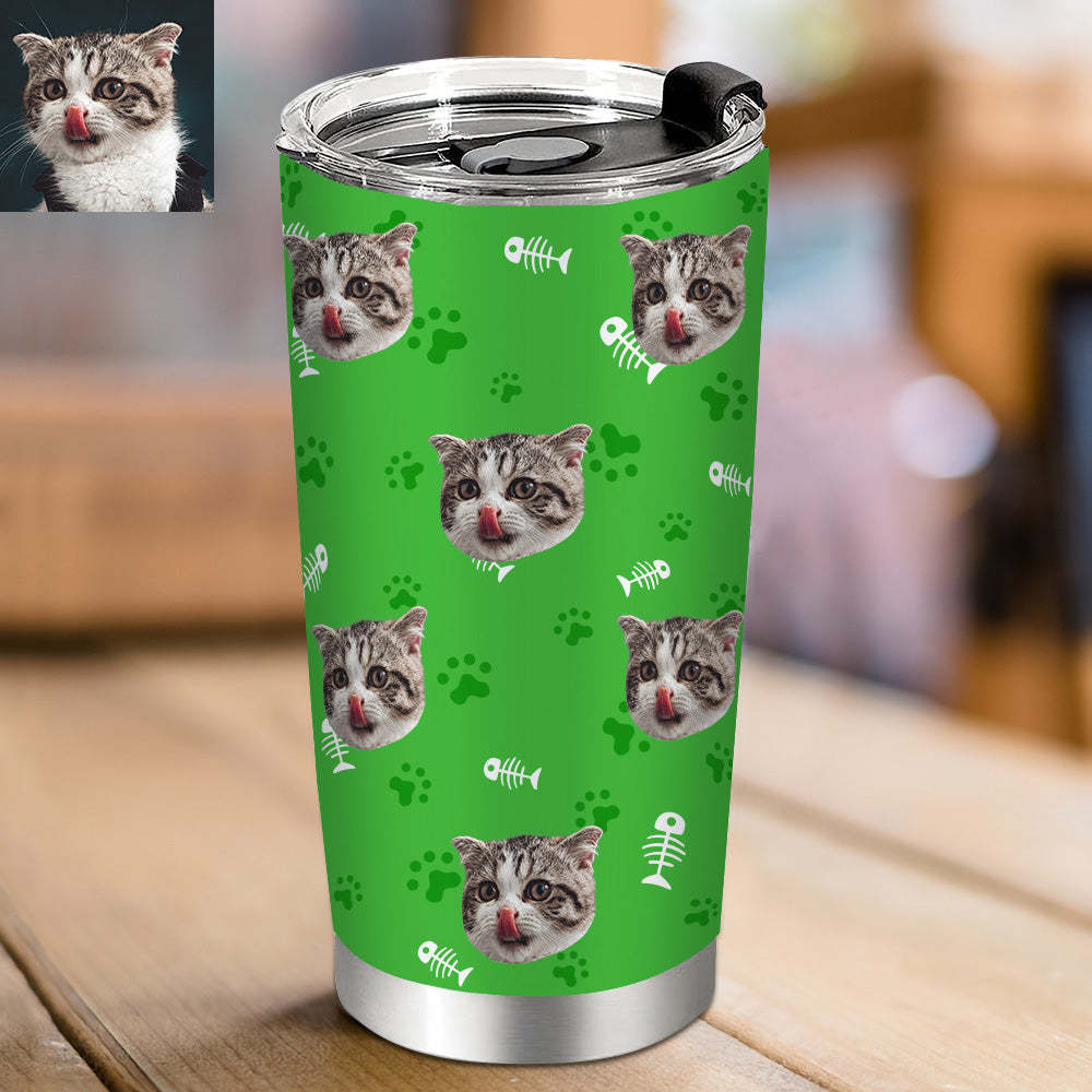 Personalisierter 0,6L Haustiergesicht Becher Individueller Hund Katze Foto Kaffeebecher Personalisierter 20oz Schlanker Edelstahlbecher