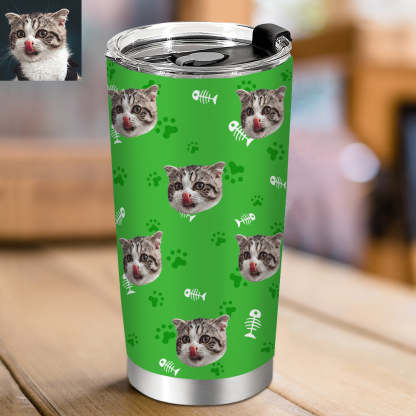 Personalisierter 0,6L Haustiergesicht Becher Individueller Hund Katze Foto Kaffeebecher Personalisierter 20oz Schlanker Edelstahlbecher