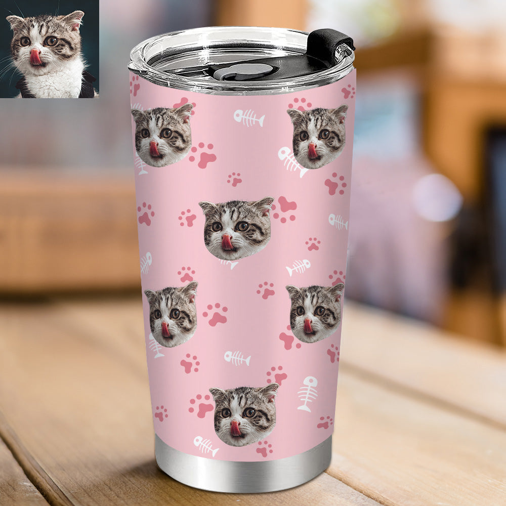 Personalisierter 0,6L Haustiergesicht Becher Individueller Hund Katze Foto Kaffeebecher Personalisierter 20oz Schlanker Edelstahlbecher