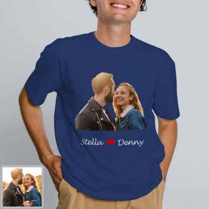 Erwachsene Personalisiertes Foto T-Shirt Custom Kurzarm T-Shirt mit Foto und Text Bild Aufdruck auf T-Shirt