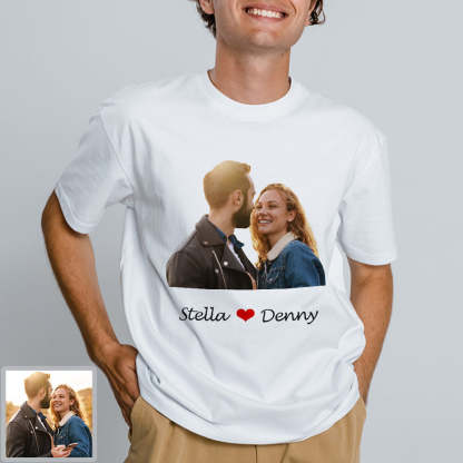 Erwachsene Personalisiertes Foto T-Shirt Custom Kurzarm T-Shirt mit Foto und Text Bild Aufdruck auf T-Shirt
