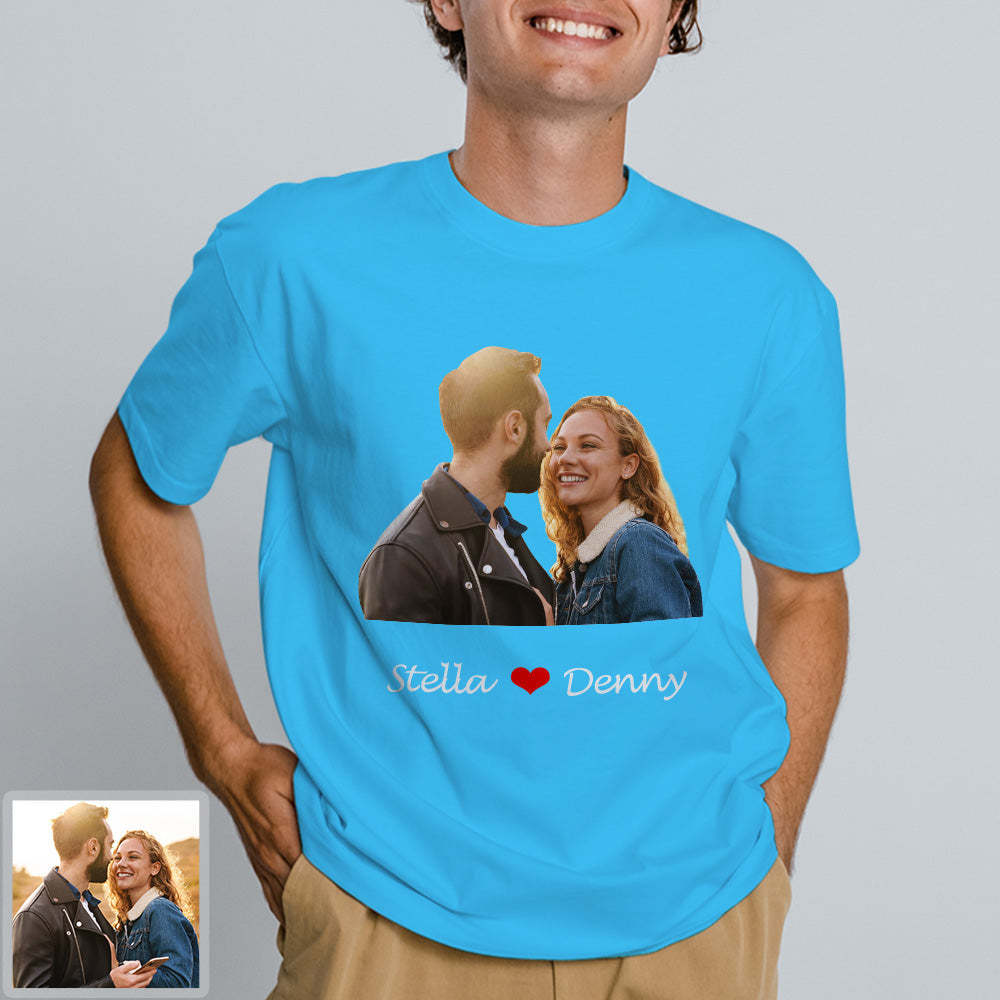 Erwachsene Personalisiertes Foto T-Shirt Custom Kurzarm T-Shirt mit Foto und Text Bild Aufdruck auf T-Shirt