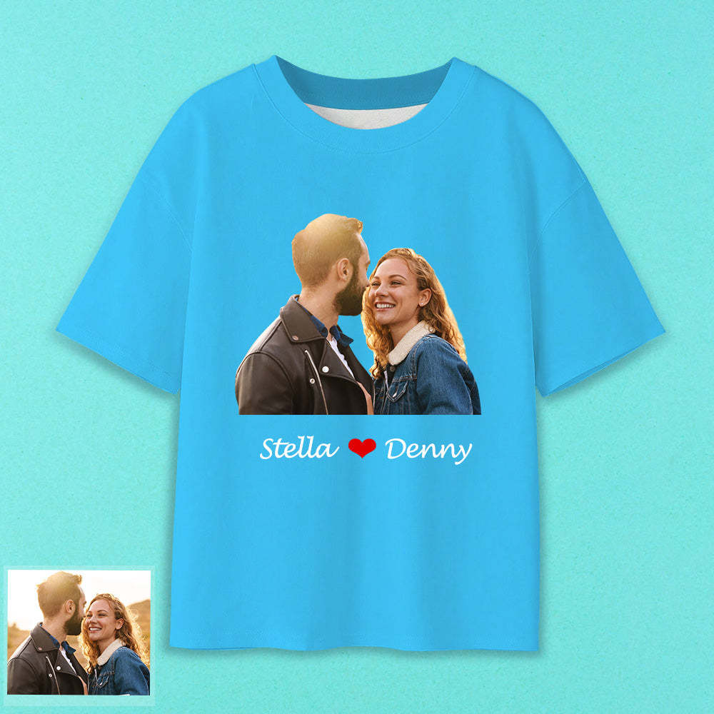 Erwachsene Personalisiertes Foto T-Shirt Custom Kurzarm T-Shirt mit Foto und Text Bild Aufdruck auf T-Shirt