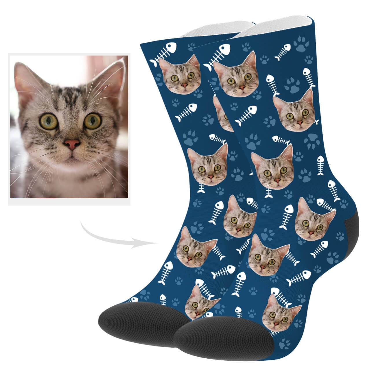 Katzenfoto Socken Personalisierte Katzensocken Mit Gesicht Individuelle Socken Weihnachtsgeschenk