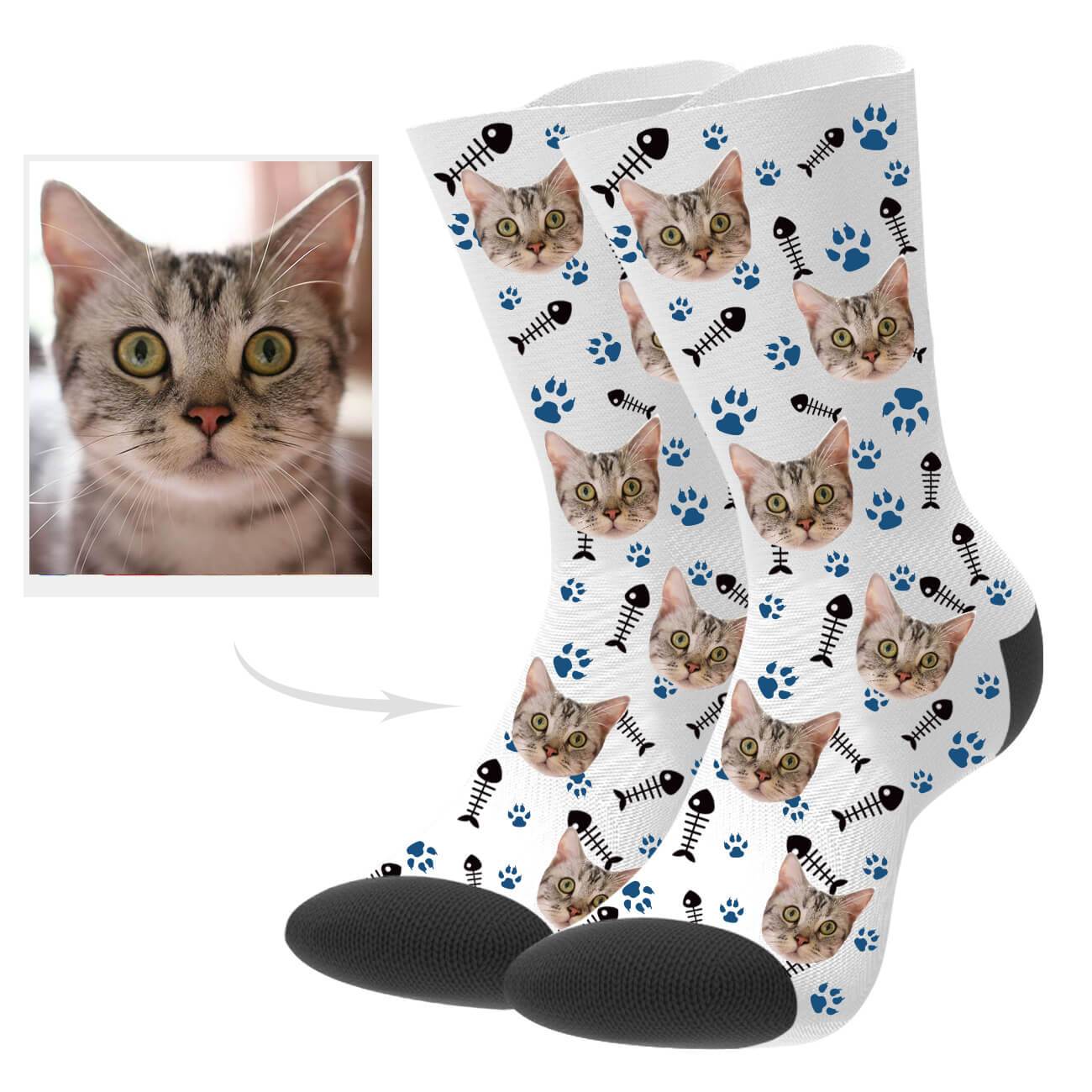 Katzenfoto Socken Personalisierte Katzensocken Mit Gesicht Individuelle Socken Weihnachtsgeschenk