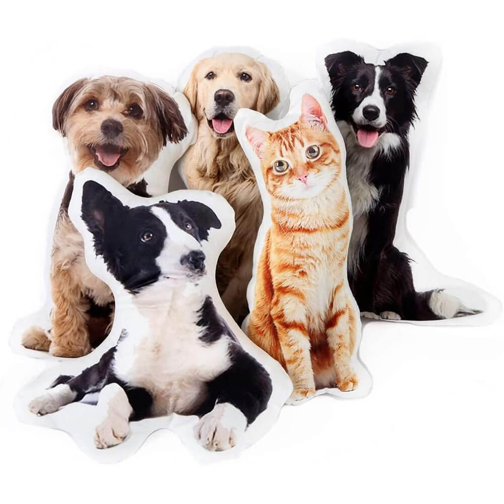 3D Maßgefertigtes Haustier Kissen mit Foto Weiches Plüschkissen für Katzen und Hunde