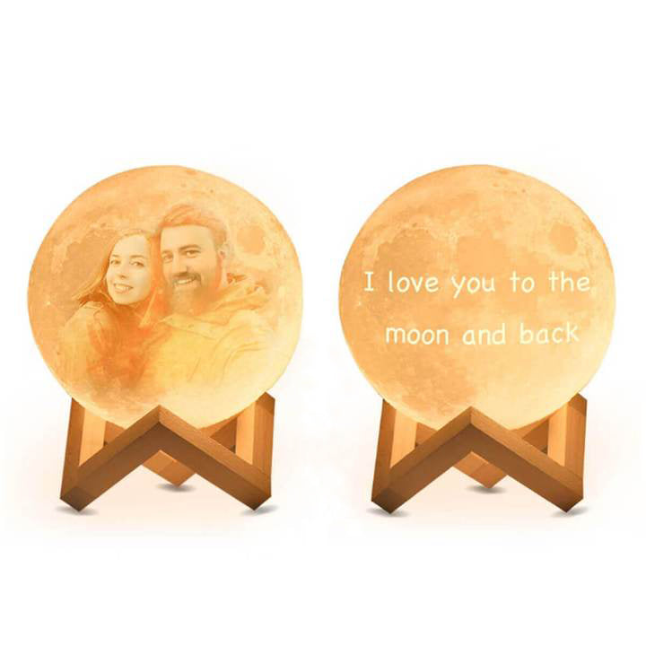 Personalisierte Foto Mondlampe 3D Gravierte Mondlicht mit Foto Zwei Farben Geschenk für Paare