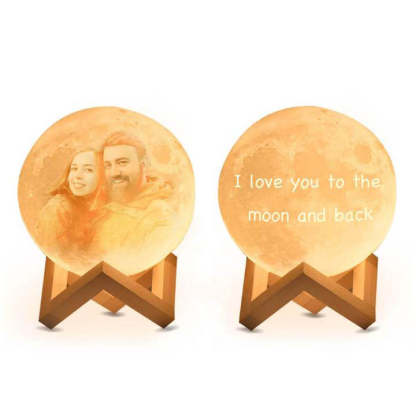 Personalisierte Foto Mondlampe 3D Gravierte Mondlicht mit Foto Zwei Farben Geschenk für Paare