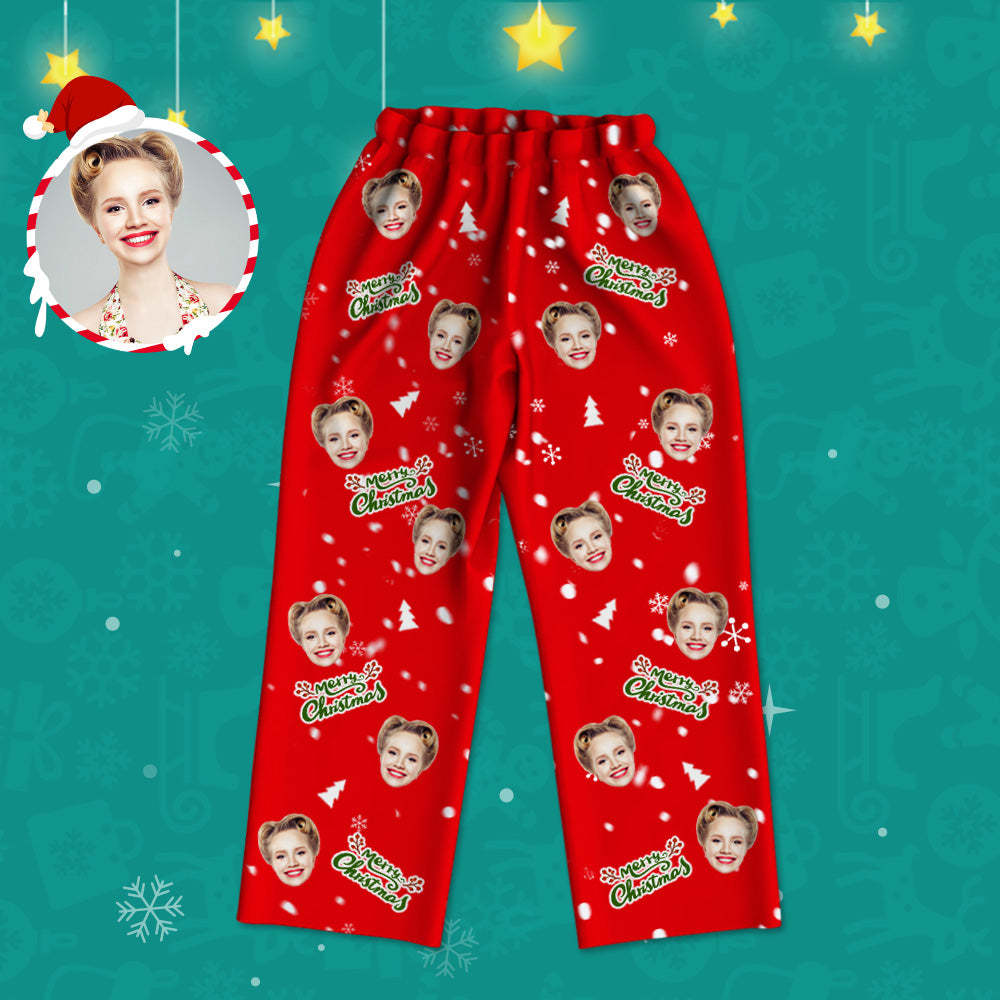 Personalisierter Schlafanzug mit Gesicht Langarm Foto Schlafanzüge Weihnachtsgeschenk