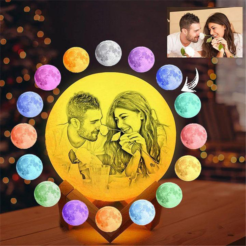 Personalisierte Foto Mondlampe 3D Gravur Mondlicht mit 2 Farben oder 16 Farben