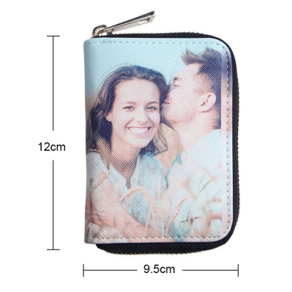 Personalisierte Foto-Geldbörse Zwei-Seiten 3D-Druck Leder Kurz Kartenhalter