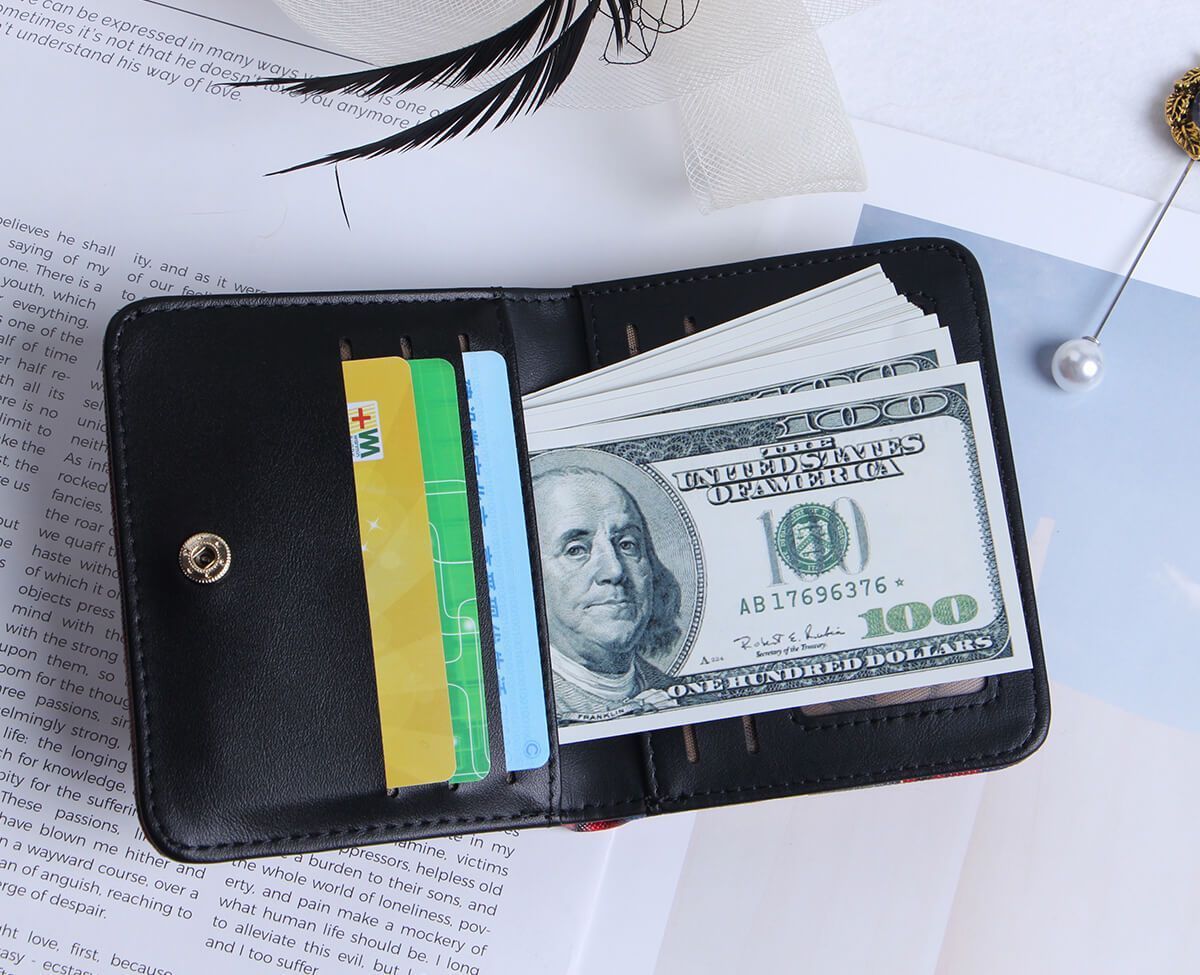 Personalisierte Foto Geldbörse Beidseitiger 3D Druck Leder Kurzer Geldclip