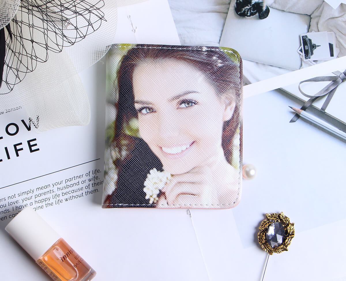 Personalisierte Foto-Geldbörse Zwei-Seiten Druck Leder Kurz Geldklammer