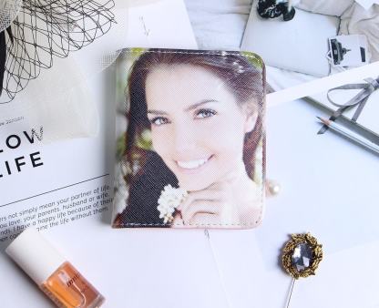 Personalisierte Foto-Geldbörse Zwei-Seiten Druck Leder Kurz Geldklammer