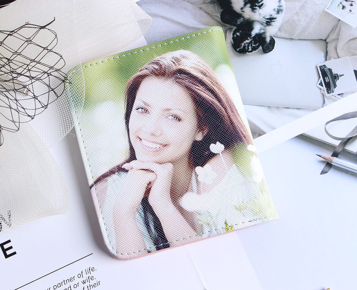 Personalisierte Foto-Geldbörse Zwei-Seiten Druck Leder Kurz Geldklammer