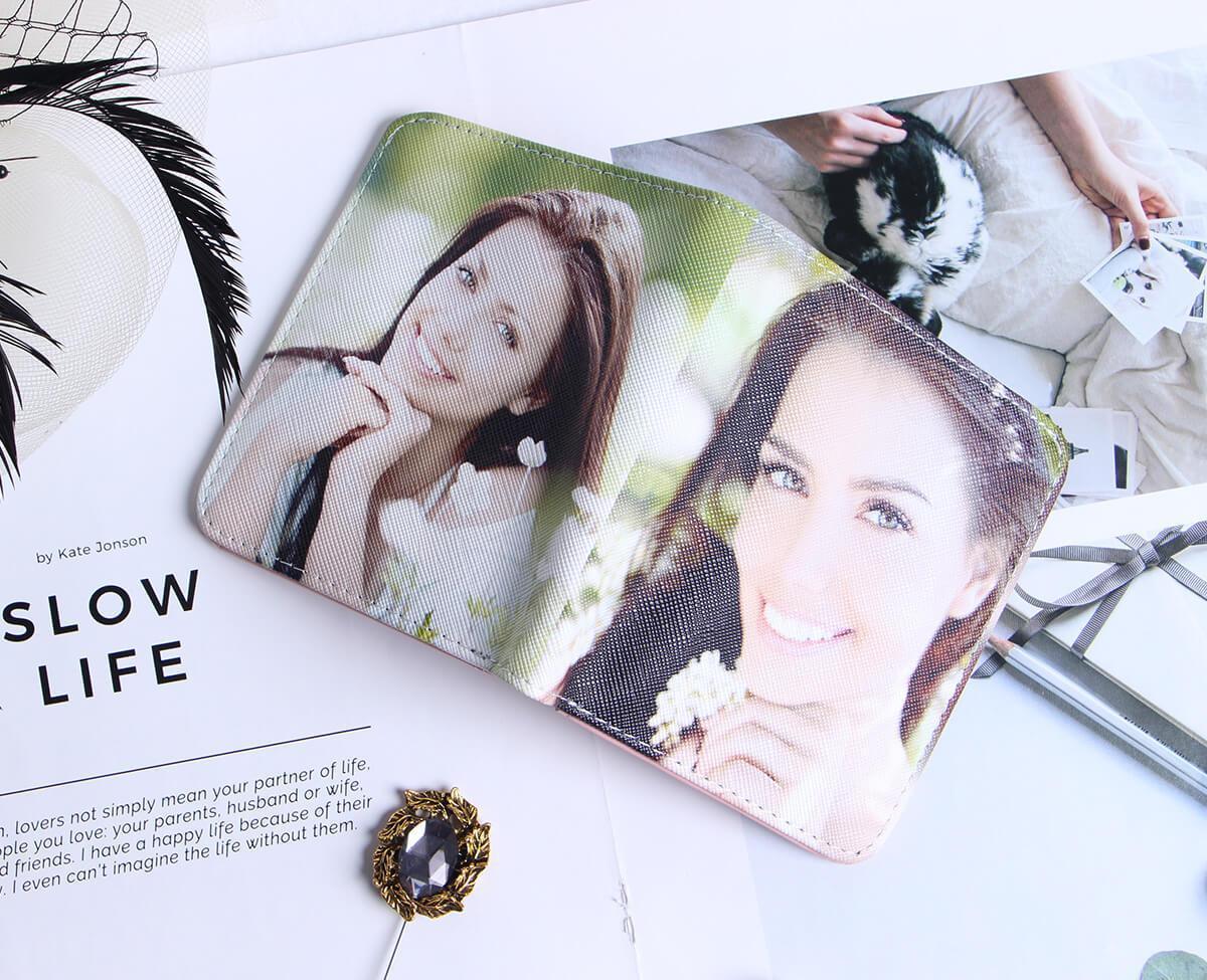 Personalisierte Foto Geldbörse Beidseitiger 3D Druck Leder Kurzer Geldclip