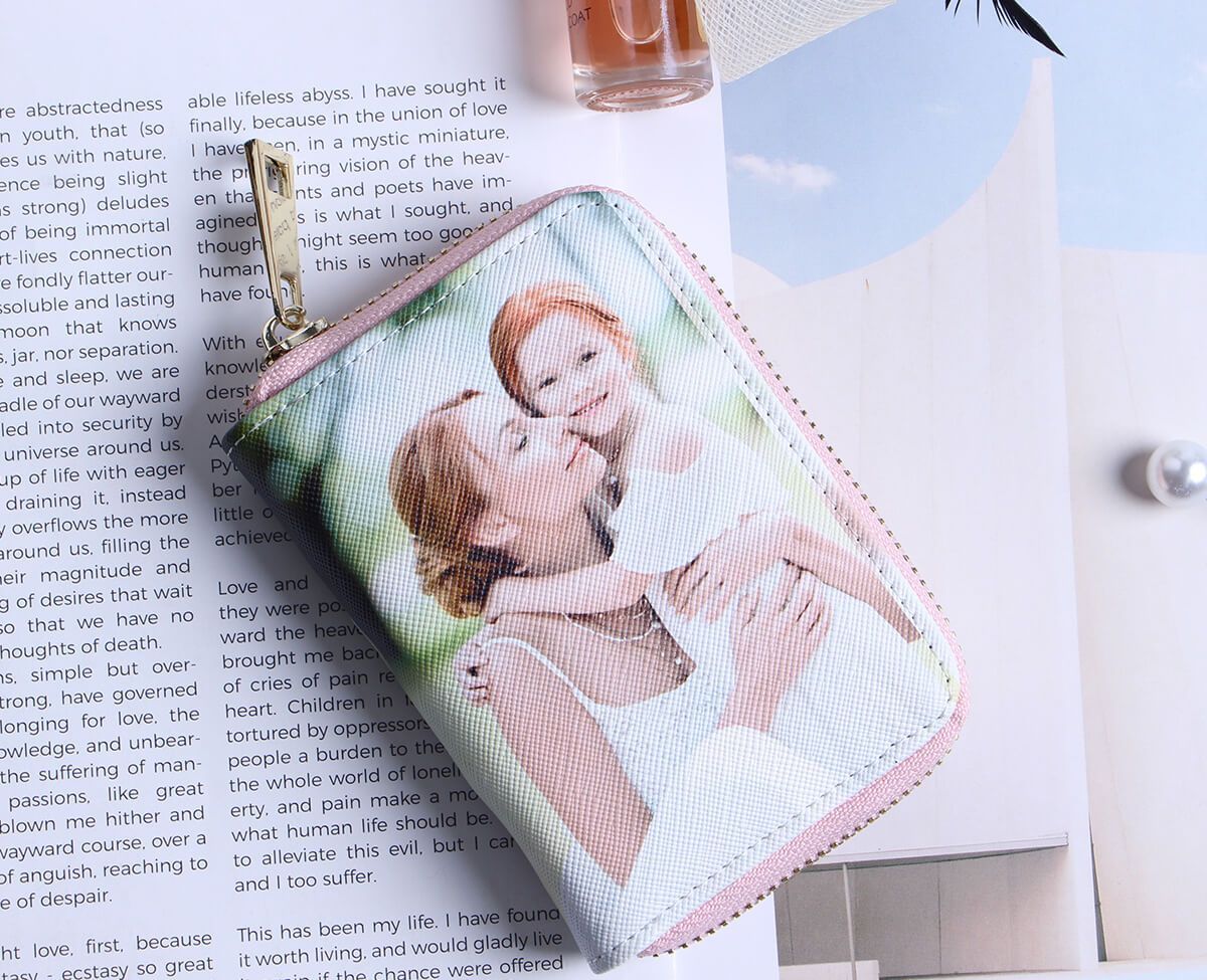 Personalisierte Foto-Geldbörse Zwei-Seiten 3D-Druck Leder Kurz Kartenhalter