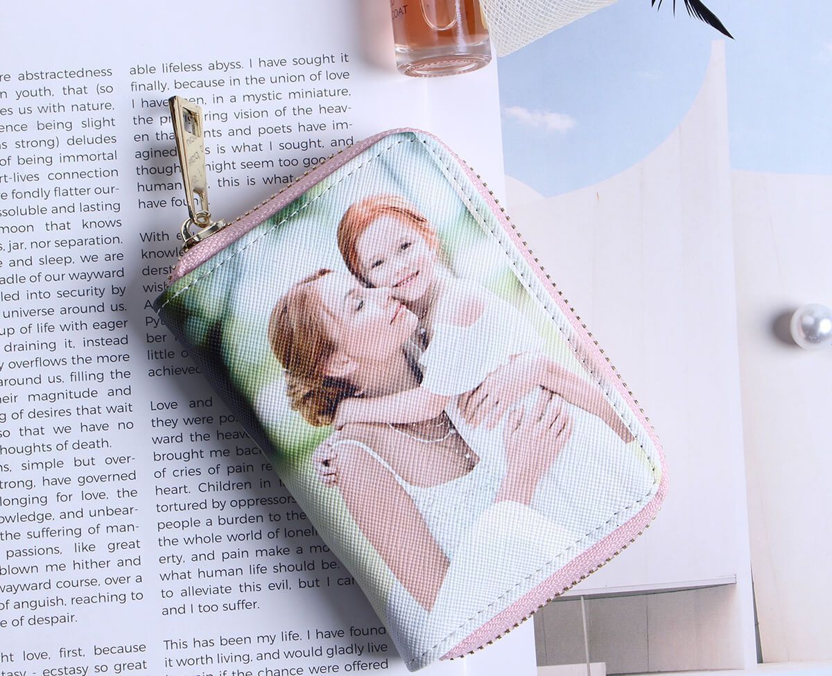 Personalisierte Foto-Geldbörse Zwei-Seiten 3D-Druck Leder Kurz Kartenhalter