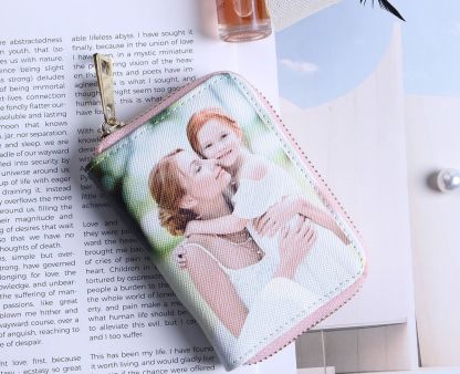 Personalisierte Foto-Geldbörse Zwei-Seiten 3D-Druck Leder Kurz Kartenhalter