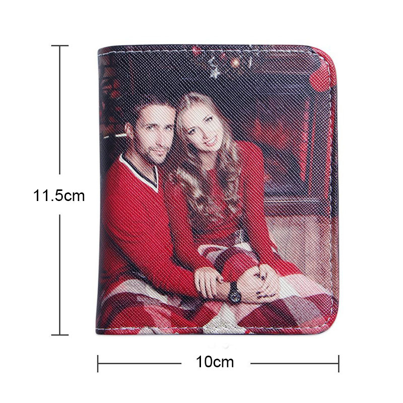 Personalisierte Foto Geldbörse Beidseitiger 3D Druck Leder Kurzer Geldclip