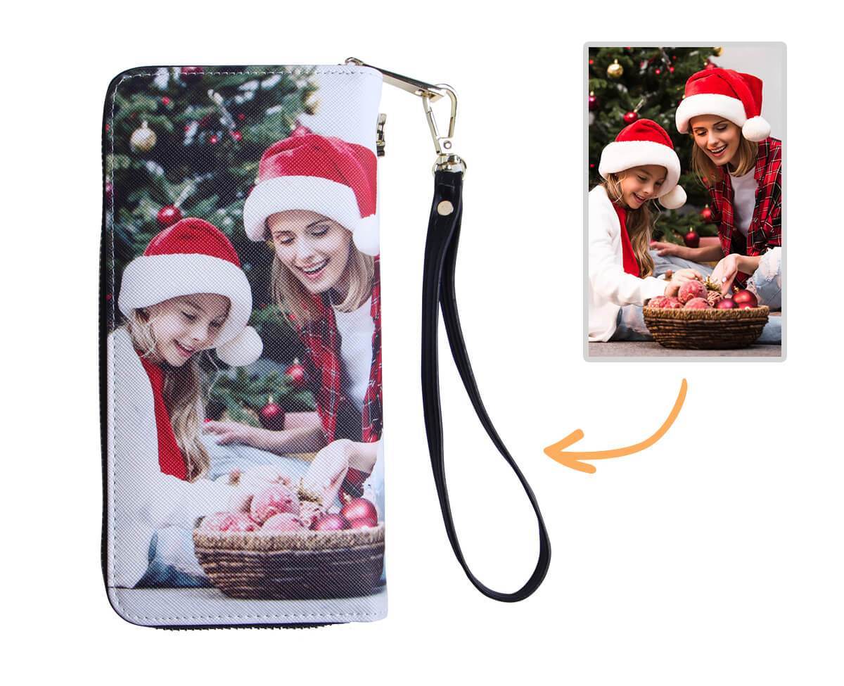 Muttertagsgeschenk Idee Personalisierte Foto-Geldbörse Für Frauen Geschenk Für Mama Leder Lange Geldbörse