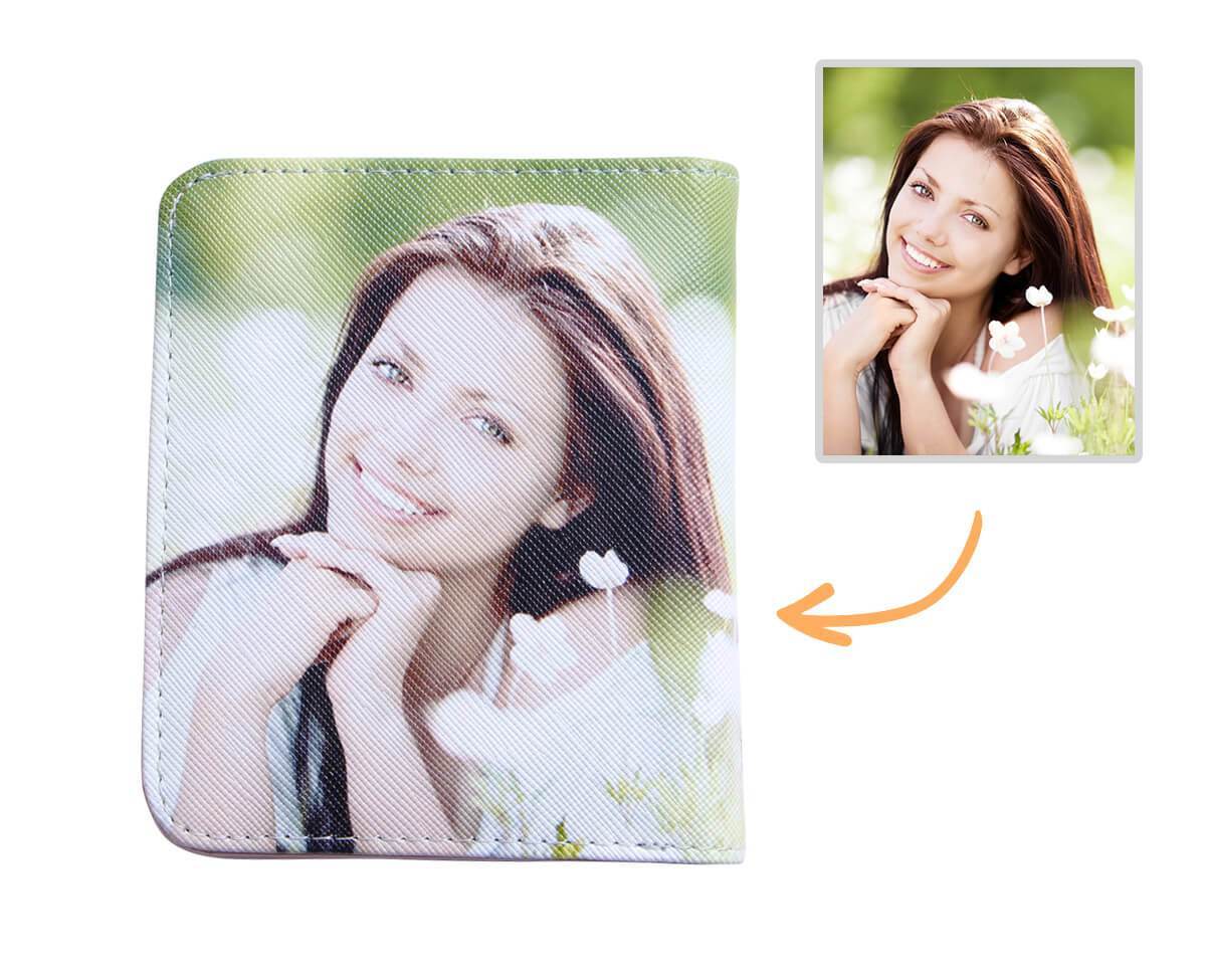 Personalisierte Foto-Geldbörse Zwei-Seiten Druck Leder Kurz Geldklammer
