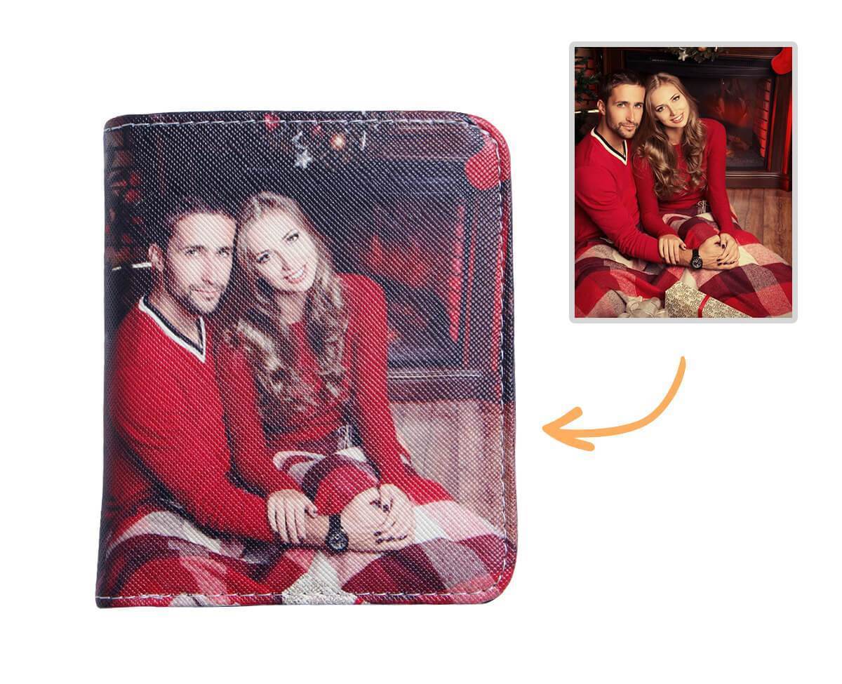 Personalisierte Foto Geldbörse Beidseitiger 3D Druck Leder Kurzer Geldclip