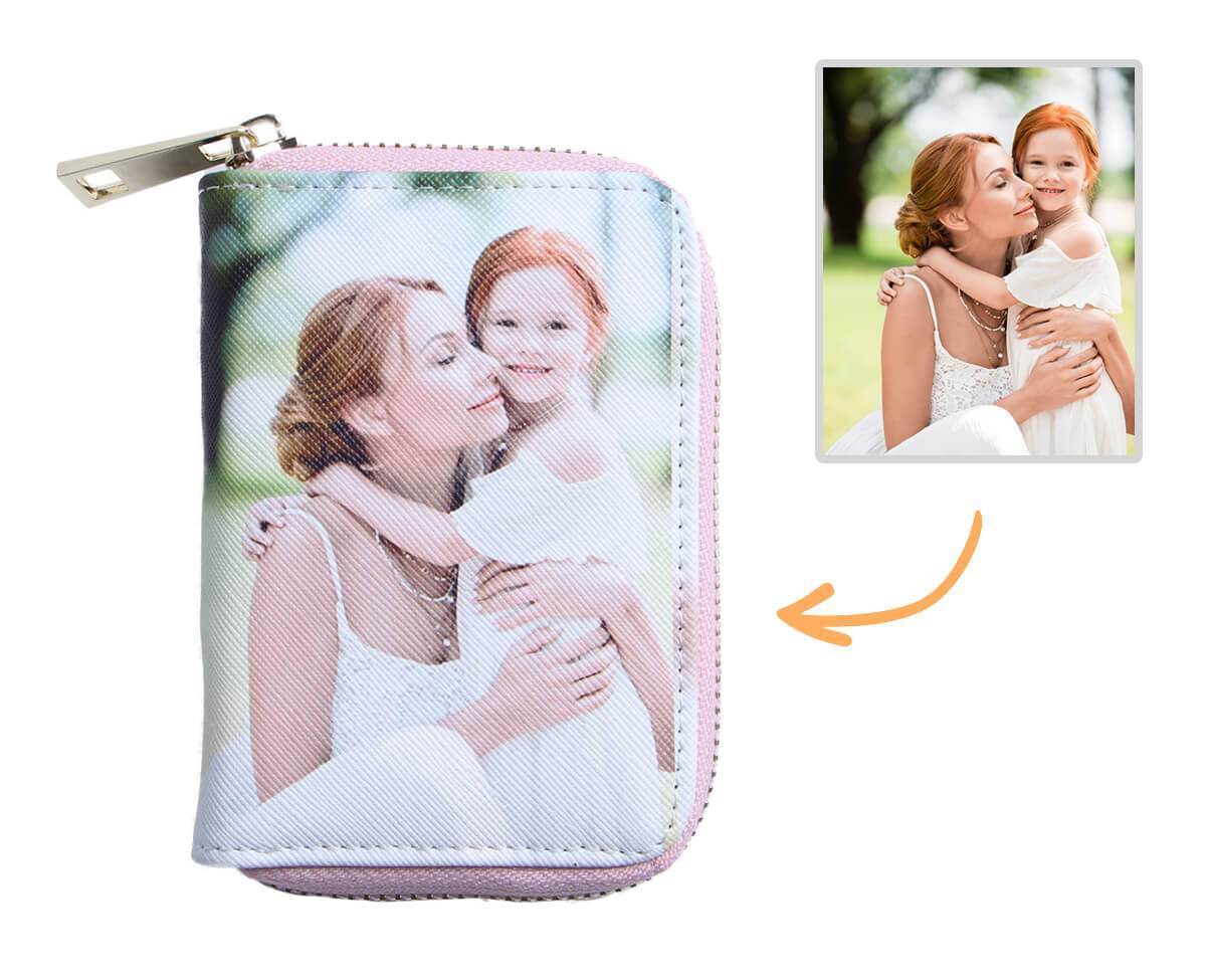 Personalisierte Foto-Geldbörse Zwei-Seiten 3D-Druck Leder Kurz Kartenhalter