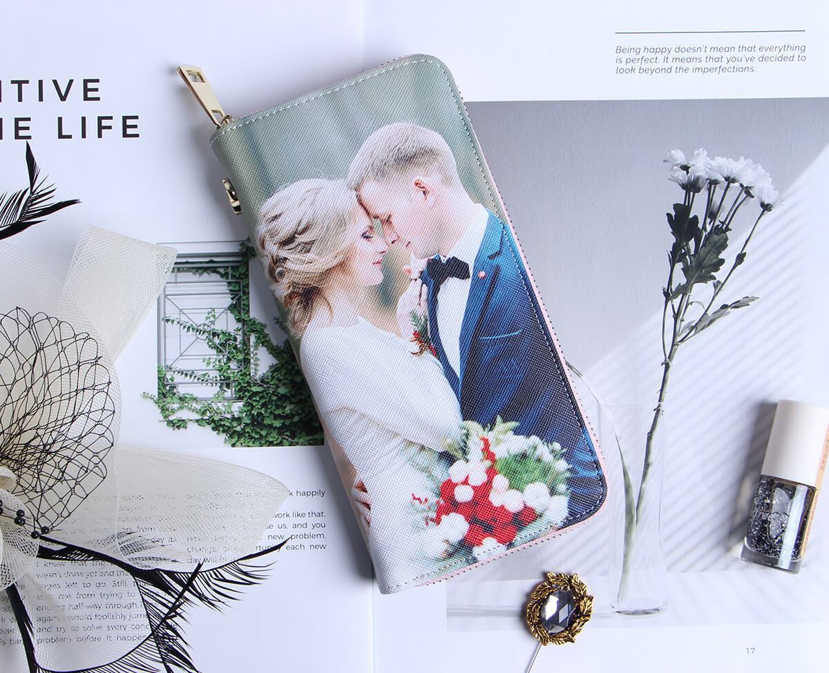 Personalisierte Foto Geldbörse Für Damen Beidseitiger Druck Leder Langbörse Muttertagsgeschenk