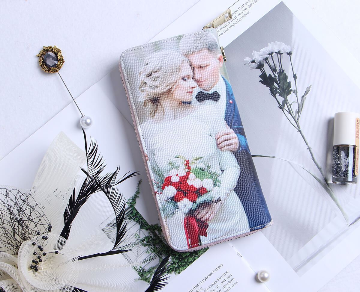 Personalisierte Foto Geldbörse Für Damen Beidseitiger Druck Leder Langbörse Muttertagsgeschenk