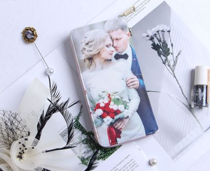 Personalisierte Foto Geldbörse Für Damen Beidseitiger Druck Leder Langbörse Muttertagsgeschenk