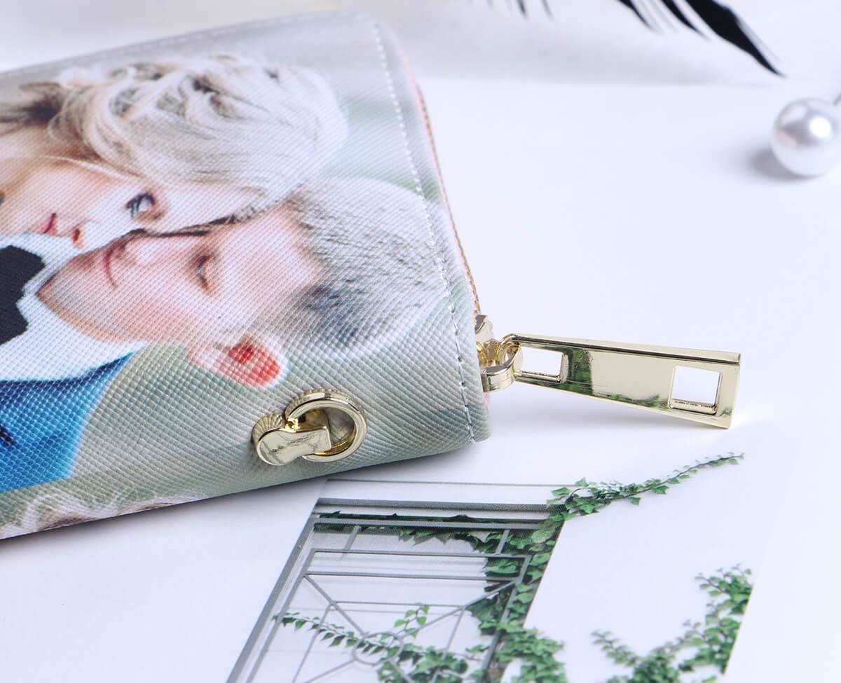 Personalisierte Foto Geldbörse Für Damen Beidseitiger Druck Leder Langbörse Muttertagsgeschenk