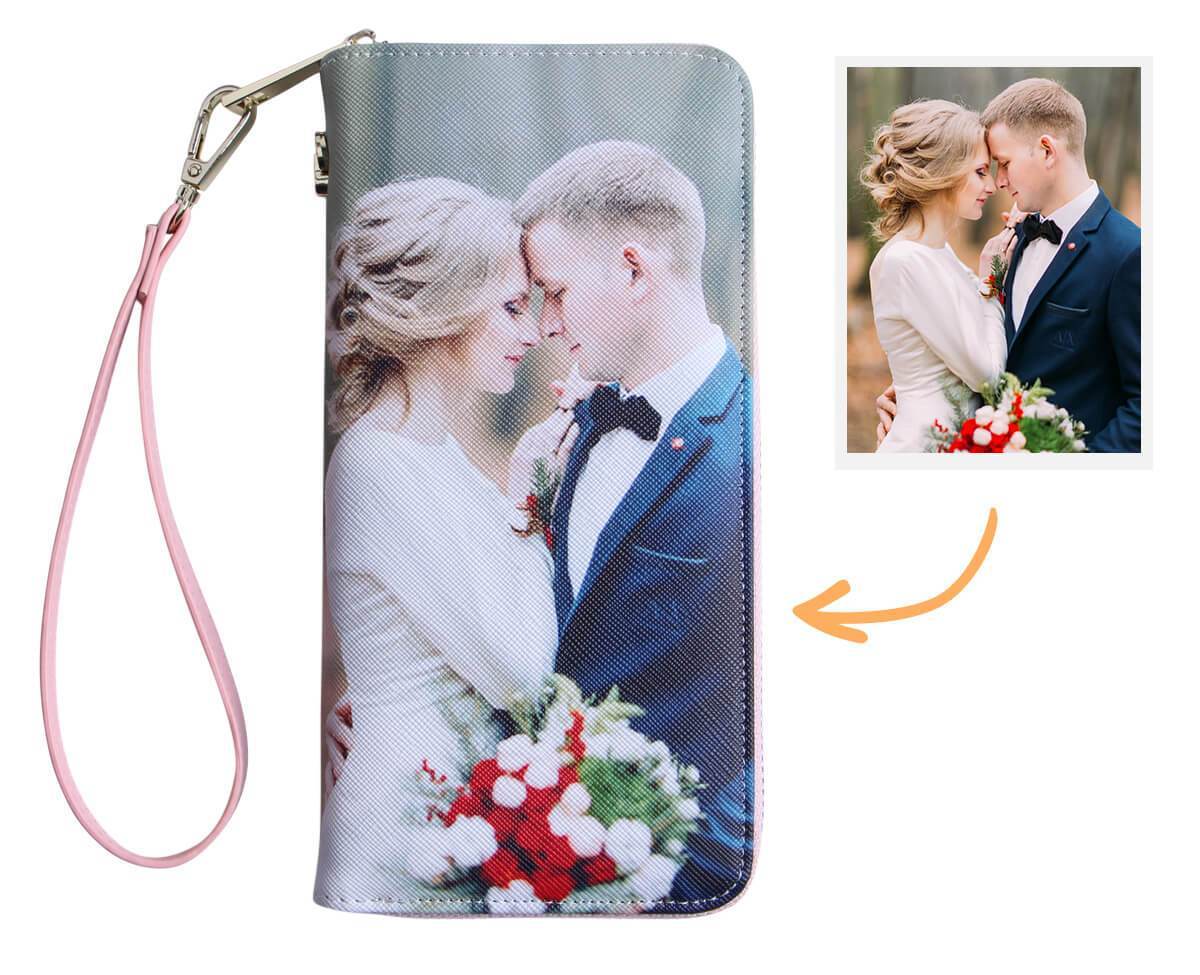 Personalisierte Foto Geldbörse Für Damen Beidseitiger Druck Leder Langbörse Muttertagsgeschenk