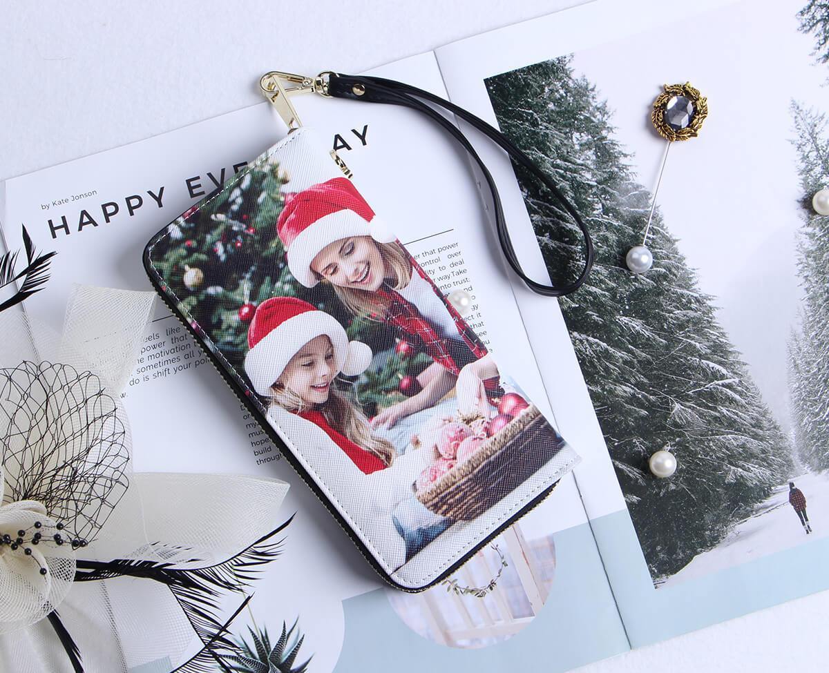 Personalisierte Foto Geldbörse Für Damen Beidseitiger Druck Leder Langbörse Muttertagsgeschenk