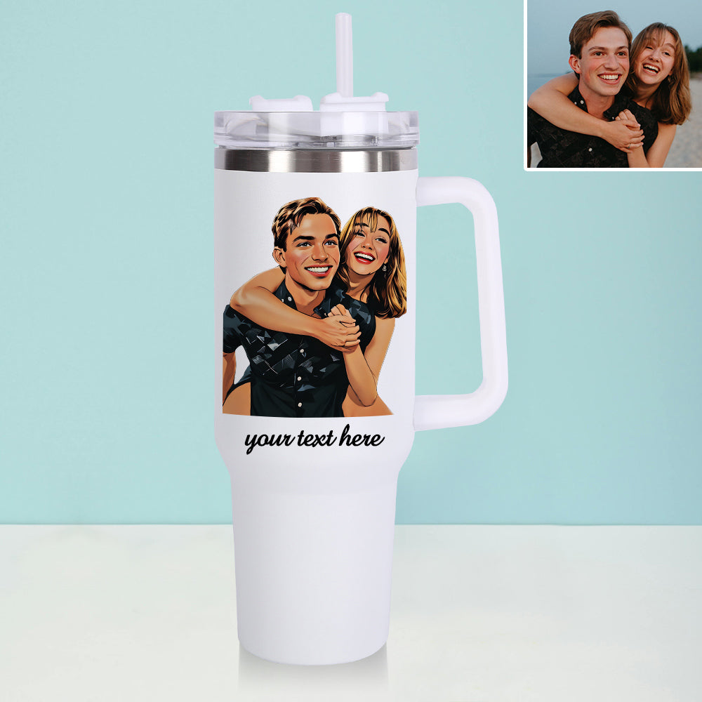 Personalisierter Edelstahl Tumbler mit Griff 1,2L Foto Becher