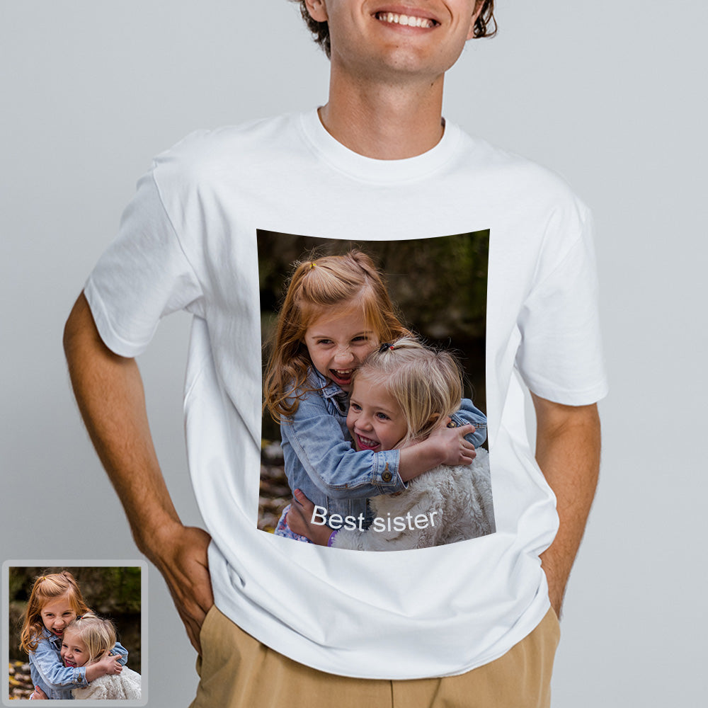 Herren Personalisiertes T-Shirt mit Bild und Text Individuelles Kurzarmshirt mit Foto Geschenk für Freund