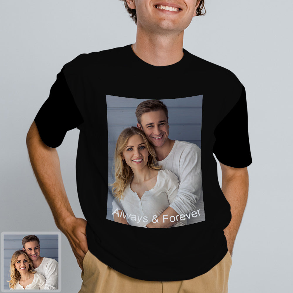 Herren Personalisiertes T-Shirt mit Bild und Text Individuelles Kurzarmshirt mit Foto Geschenk für Freund
