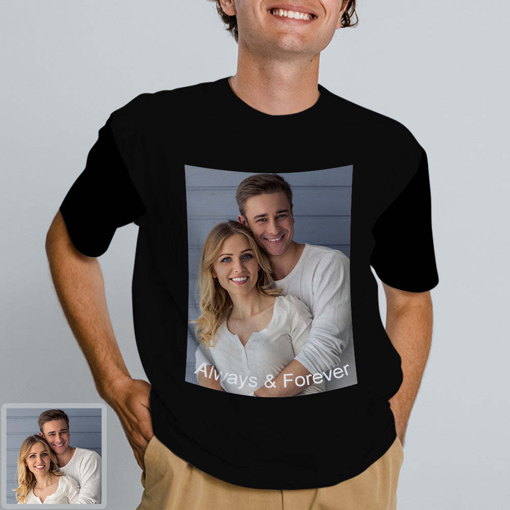 Herren Personalisiertes T-Shirt mit Bild und Text Individuelles Kurzarmshirt mit Foto Geschenk für Freund
