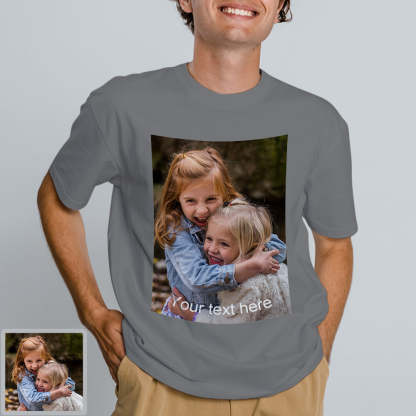 Herren Personalisiertes T-Shirt mit Bild und Text Individuelles Kurzarmshirt mit Foto Geschenk für Freund