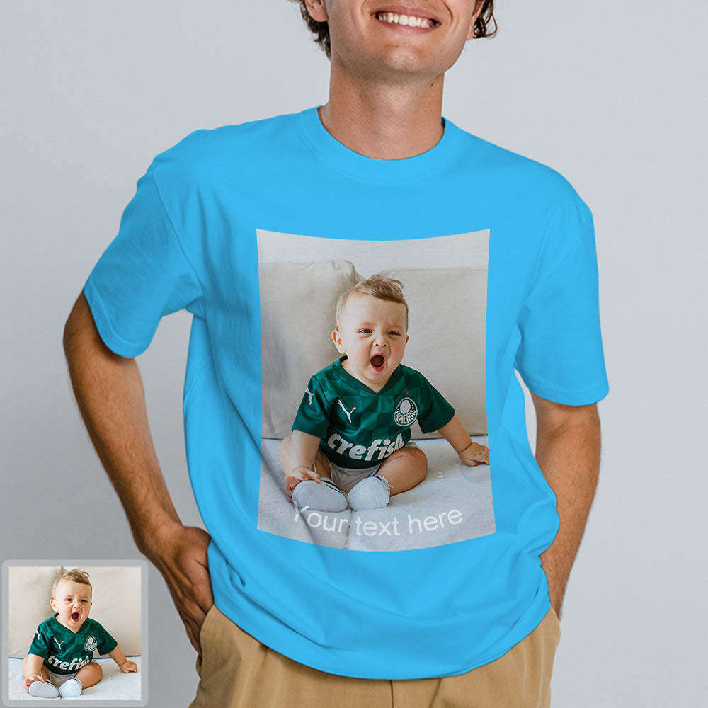 Herren Personalisiertes T-Shirt mit Bild und Text Individuelles Kurzarmshirt mit Foto Geschenk für Freund