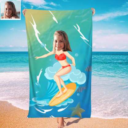 Personalisierbares Sommer Strandtuch für Strand Pool Party Individuelles Badetuch mit Foto Geschenk für Paare